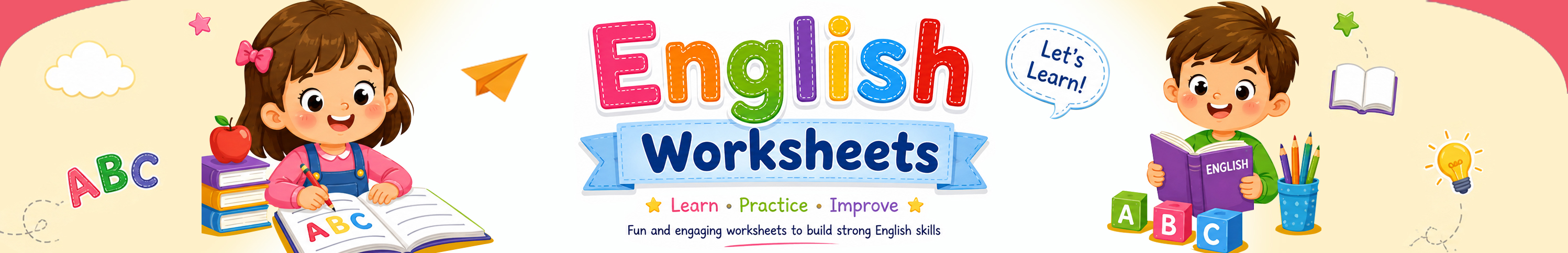 English Worksheets Banner